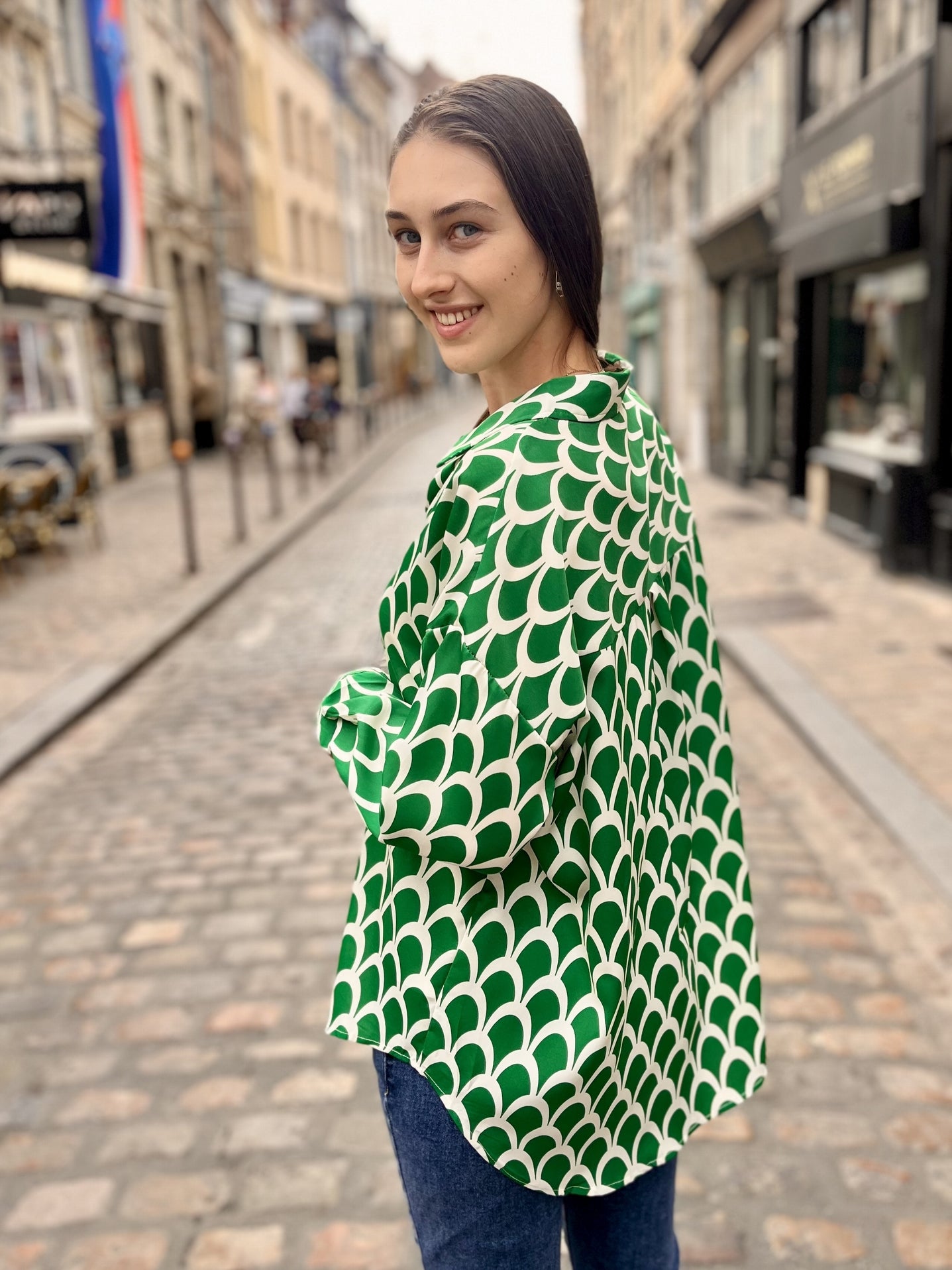 Blouse imprimée avec motifs VERT IMP