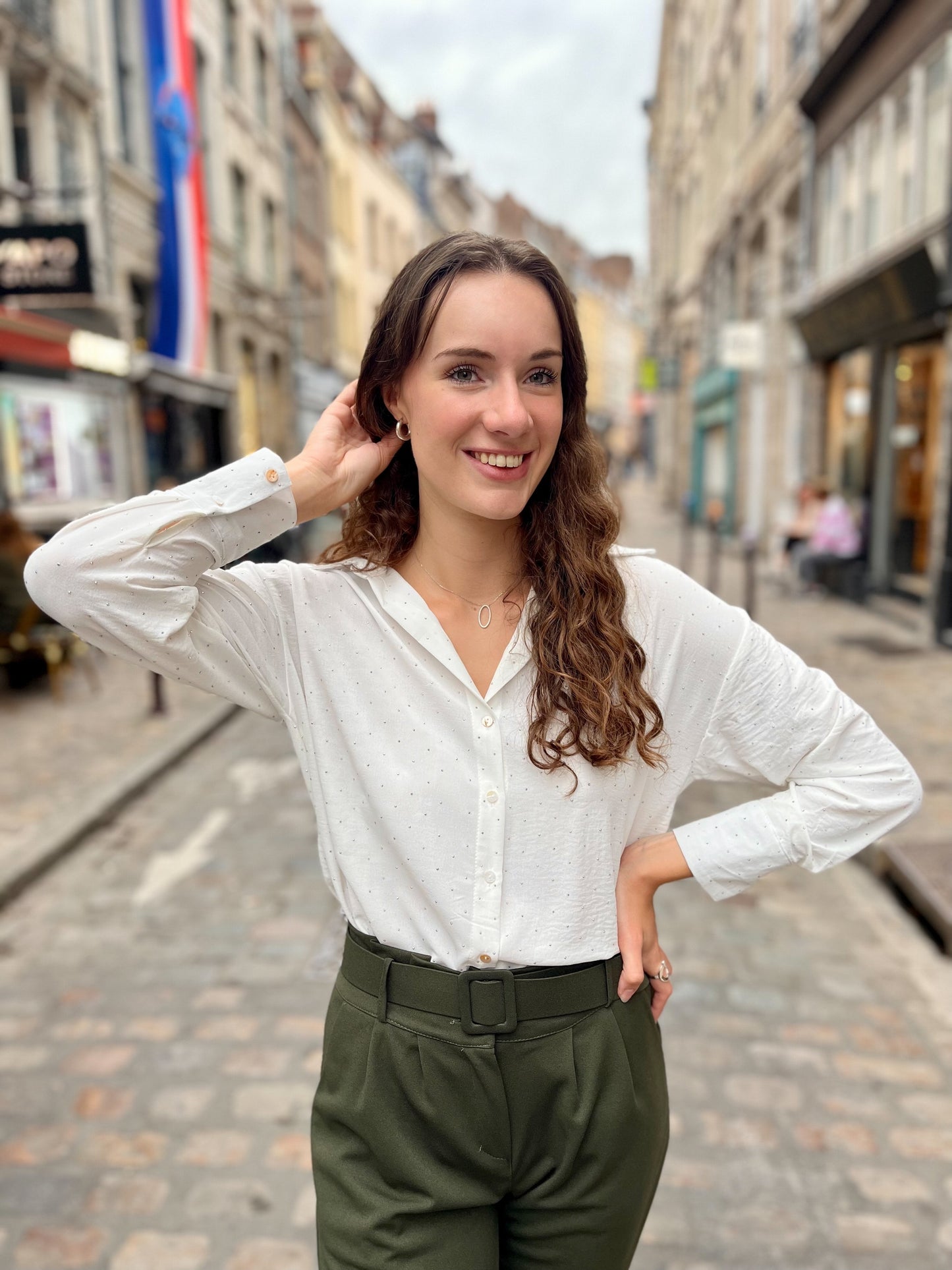 Blouse strassée BLANC