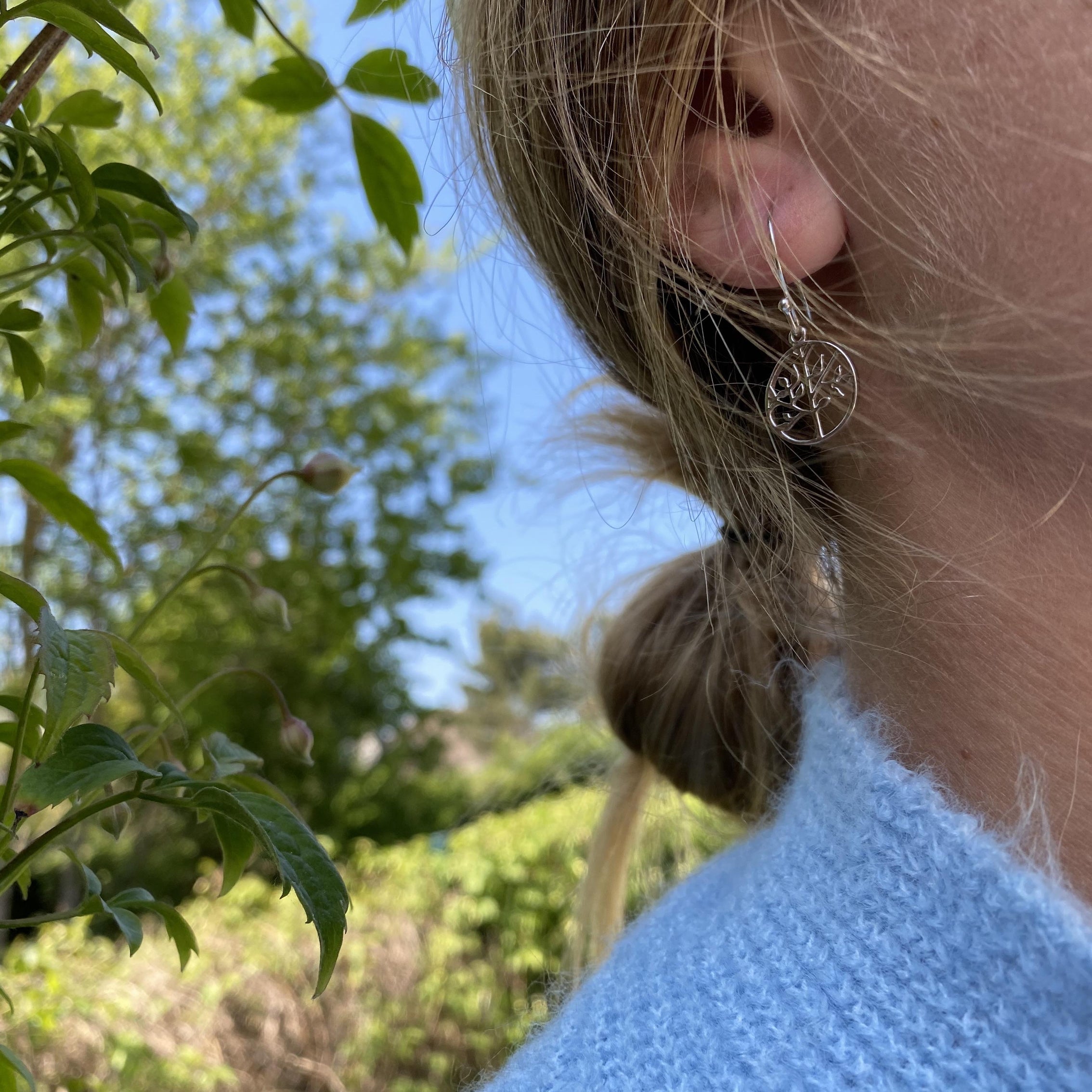 Boucles argent rhodié - arbre de vie