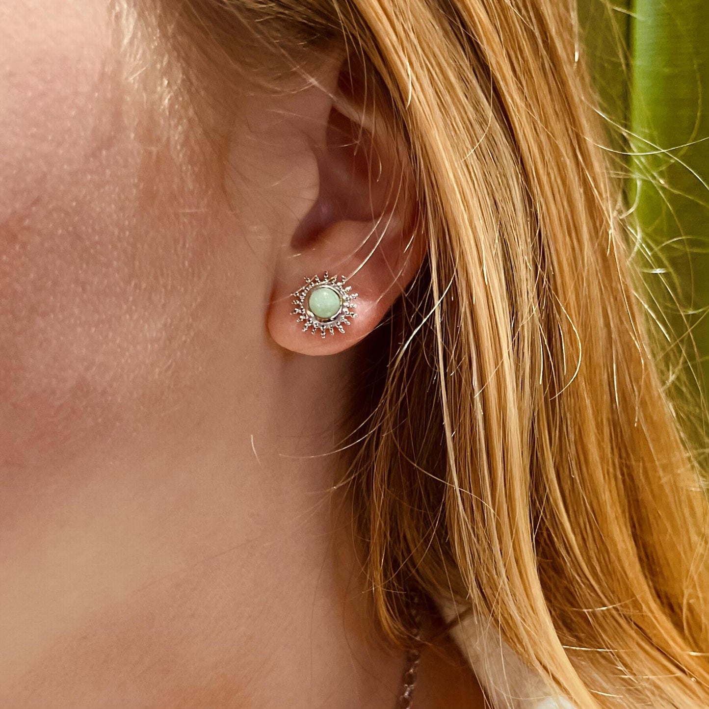 Boucles argent rhodié & aventurine
