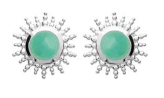 Boucles argent rhodié & aventurine