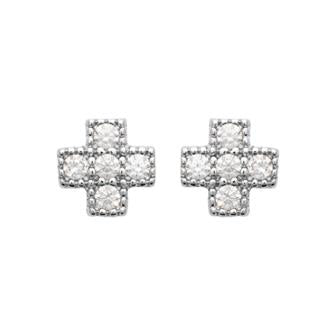 Boucles argent rhodié & brillants