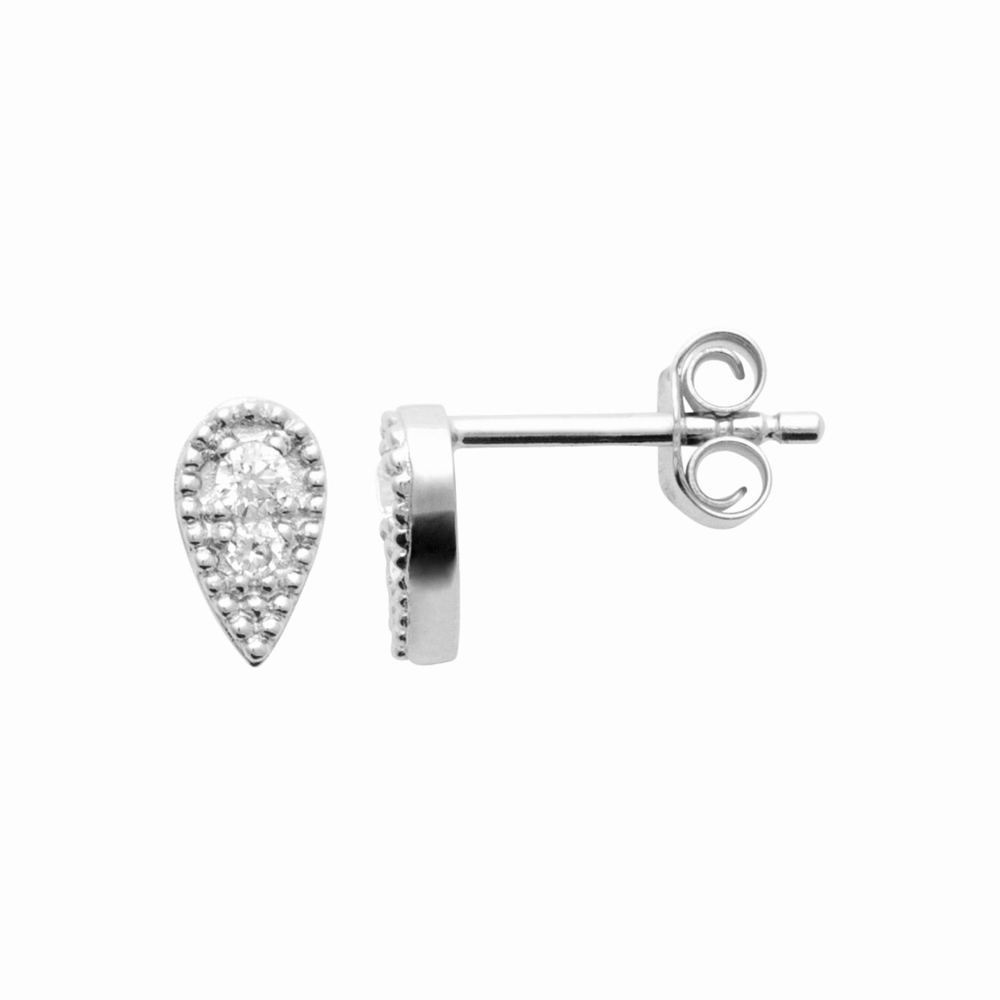Boucles argent rhodié & brillants