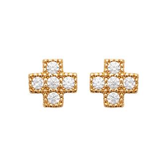 Boucles croix plaque or
