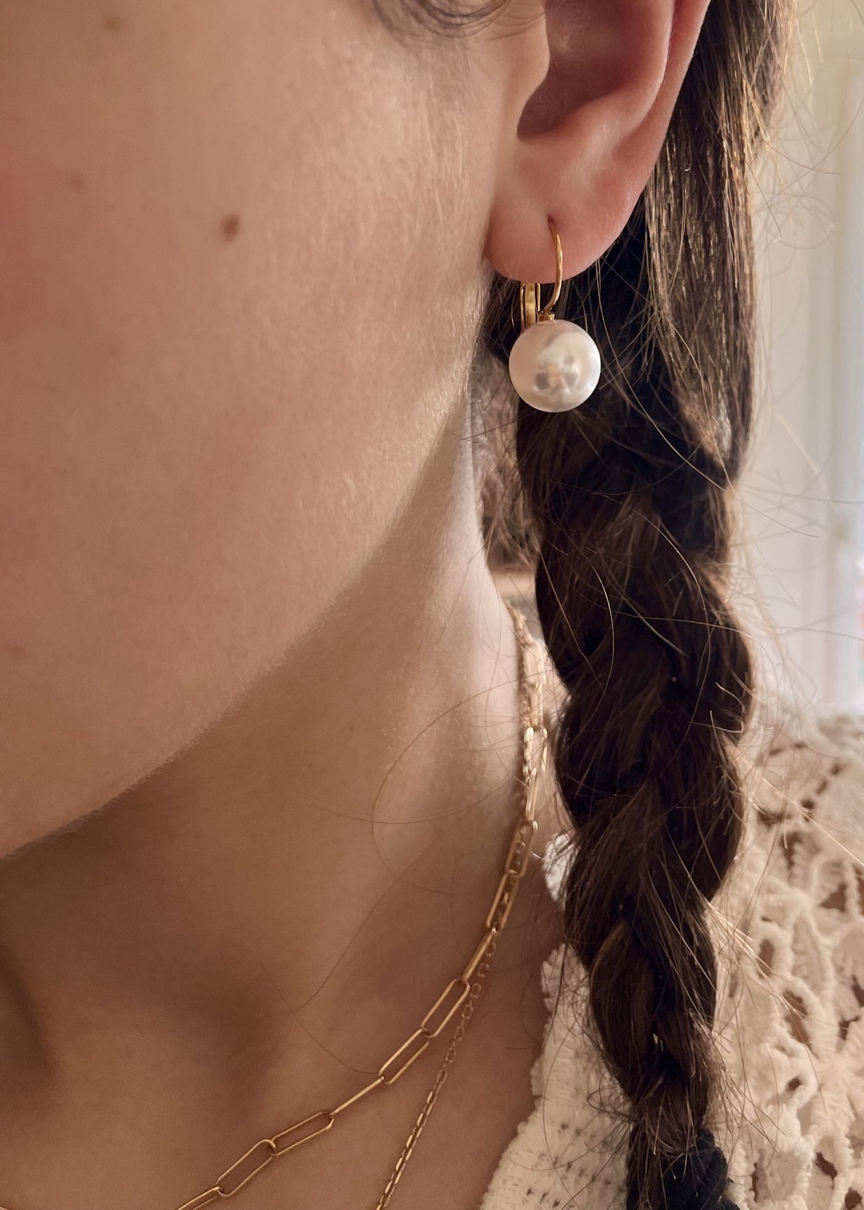 Boucles d'oreilles dormeuses PERLE