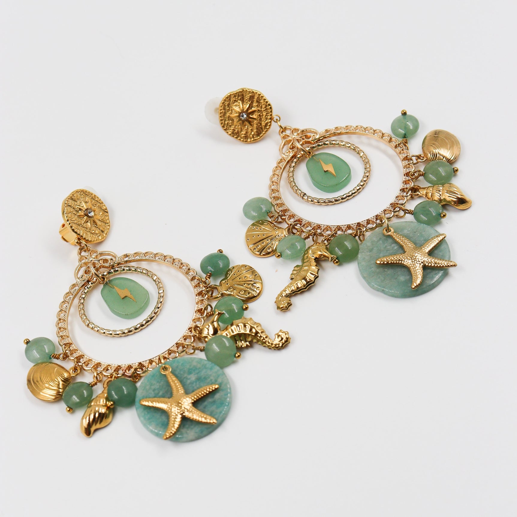 Boucles dorées aventurine Porto-vecchio - clips AVENTURINE