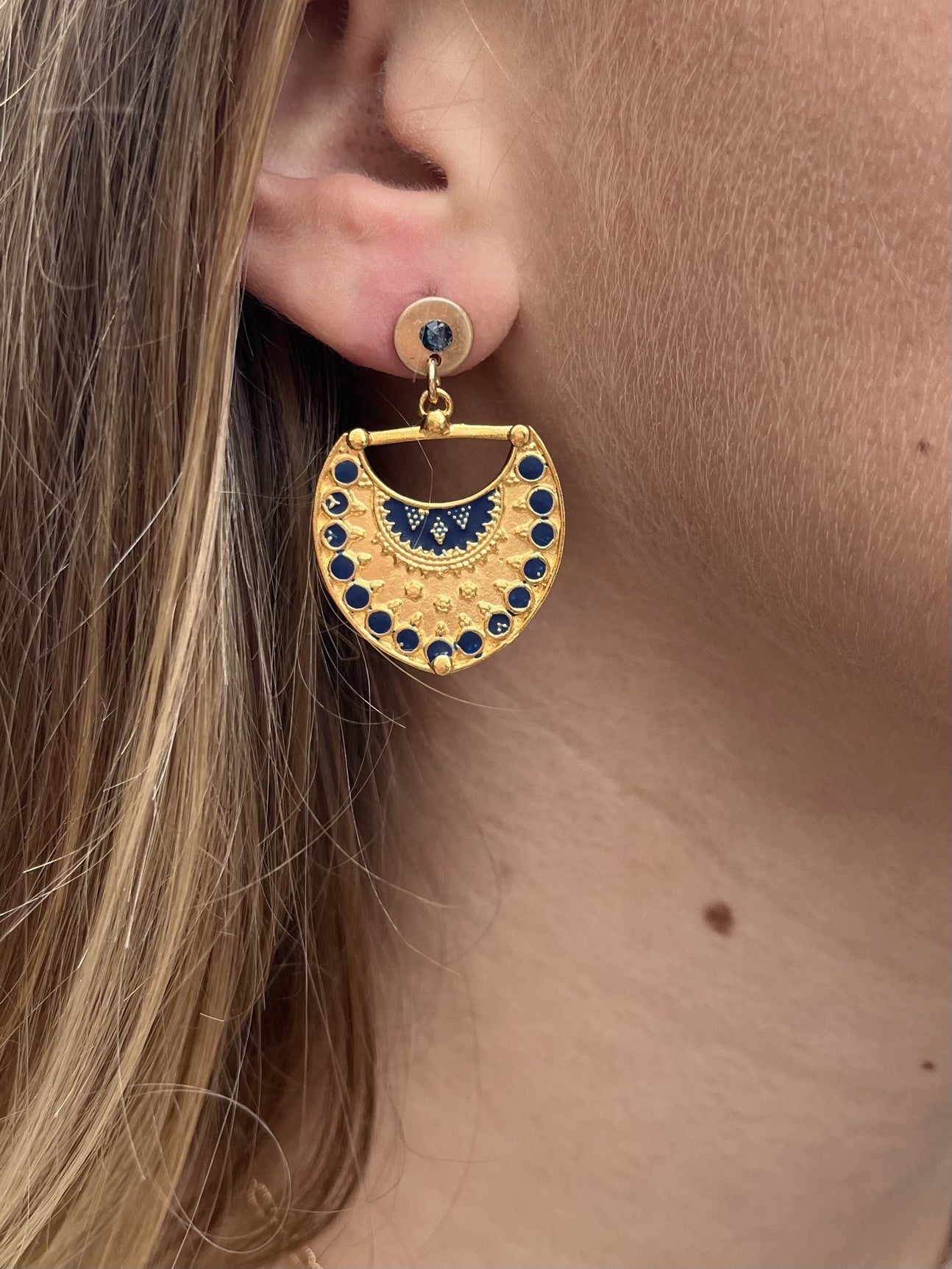 Boucles dorées & émail Mafalda MARINE