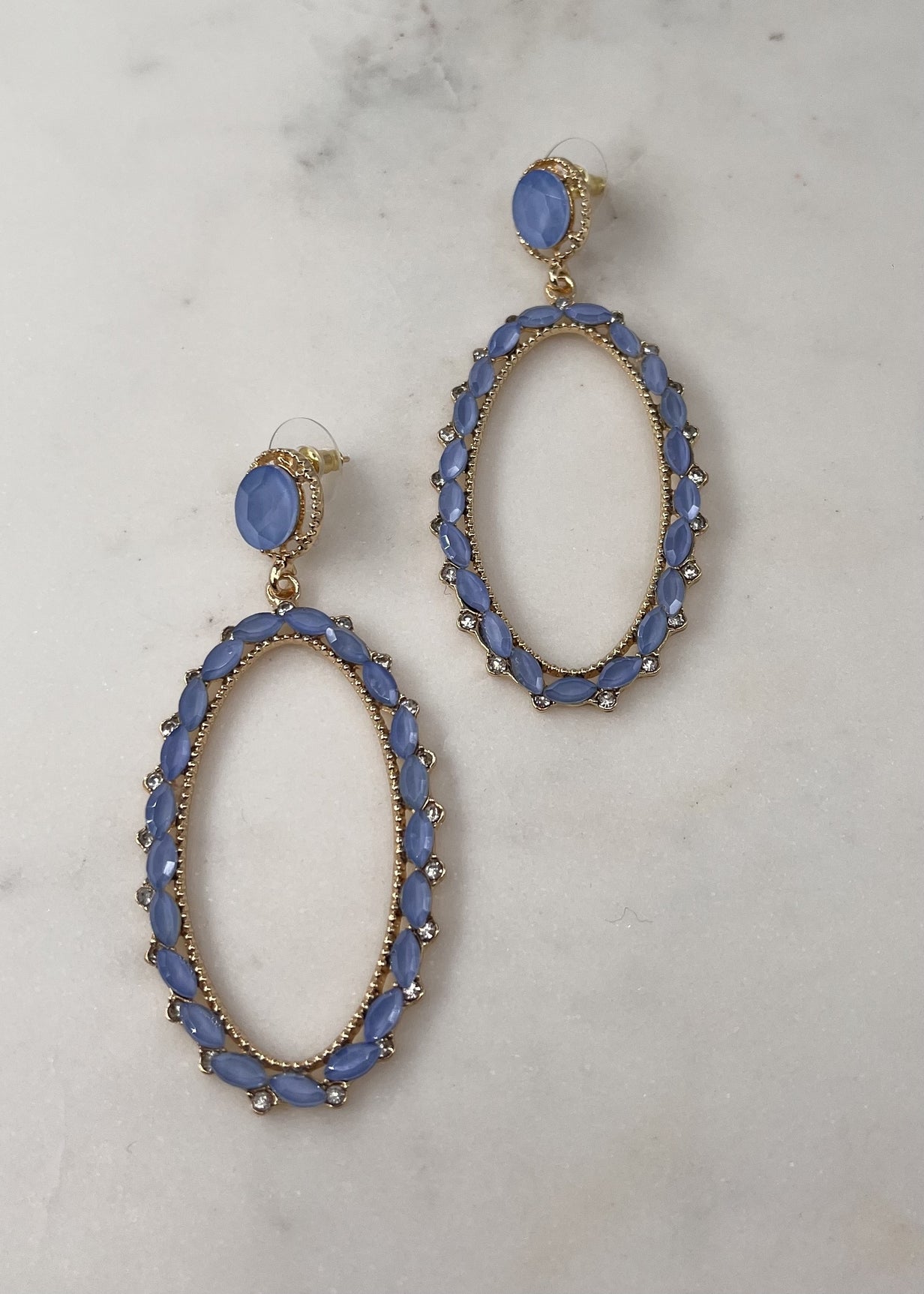 Boucles dorées ovales Sarah – pierres facettées LAYETTE