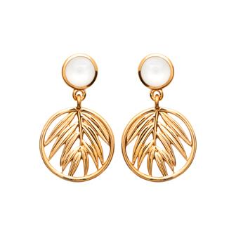 Boucles fleurs plaqué or nacre
