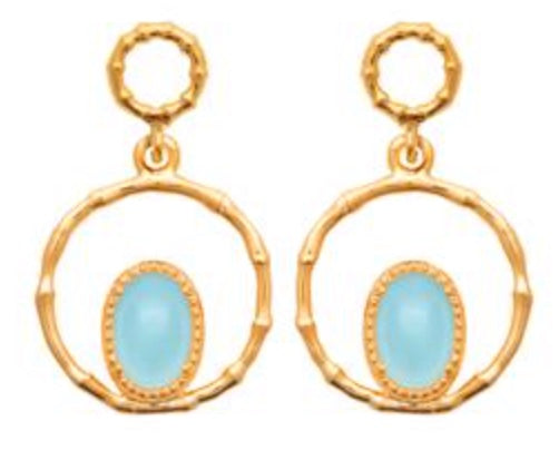 Boucles gouttes plaqué or & agate bleue