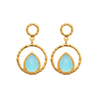 Boucles plaque or agate bleue