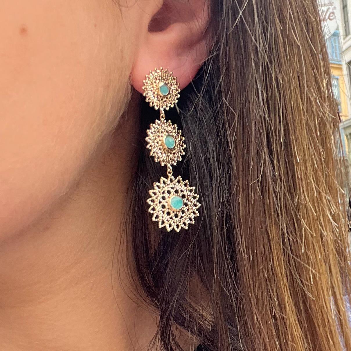 Boucles plaqué or amazonite