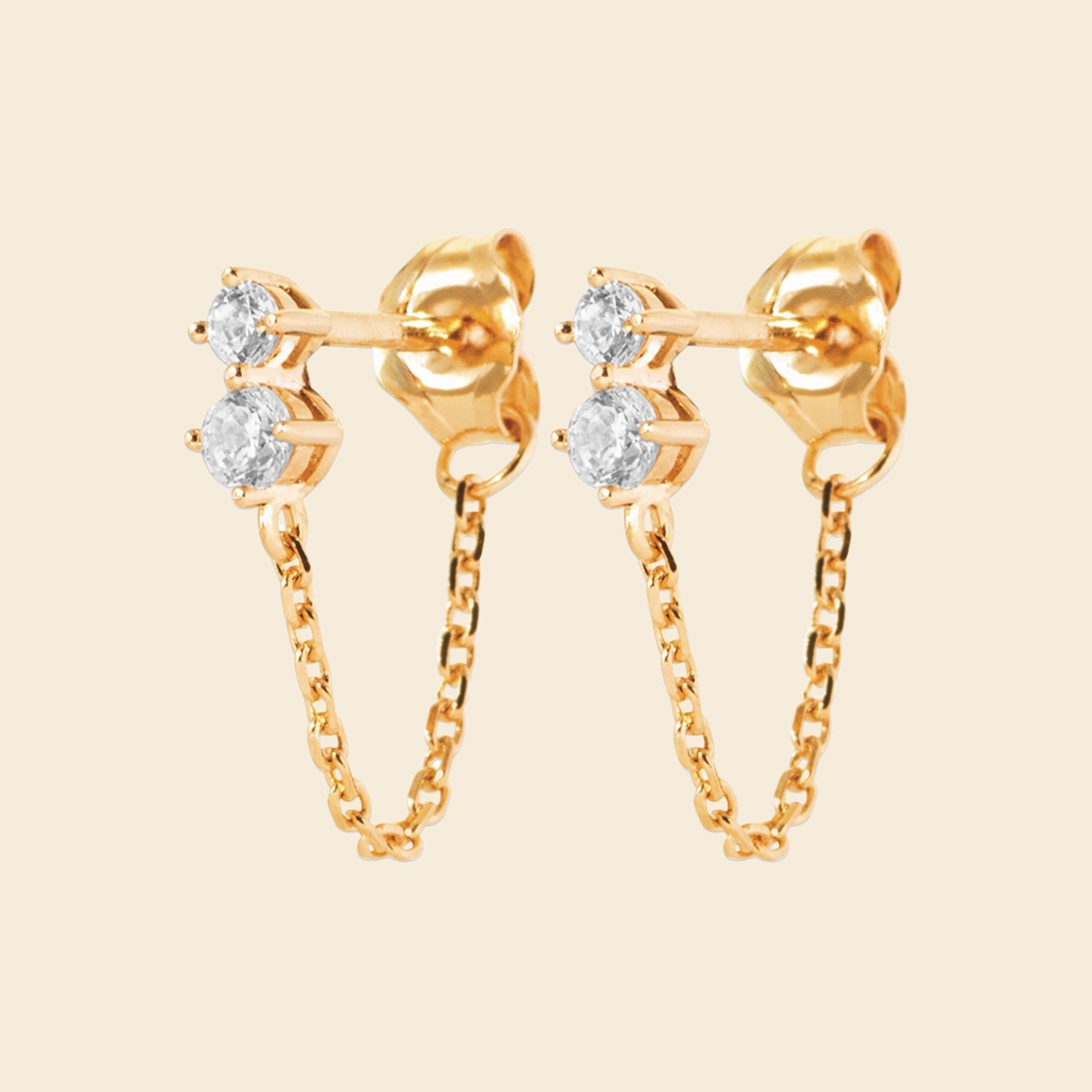 Boucles plaqué or chaînette - brillants