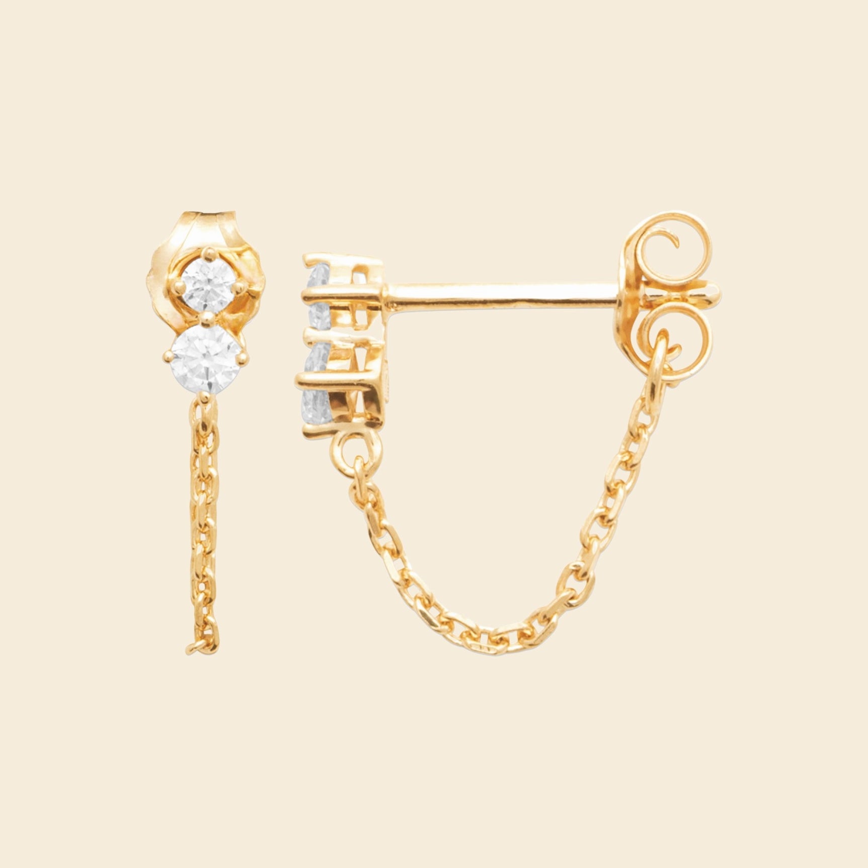Boucles plaqué or chaînette - brillants