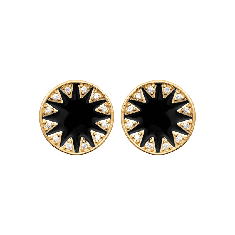 Boucles plaqué or email noir