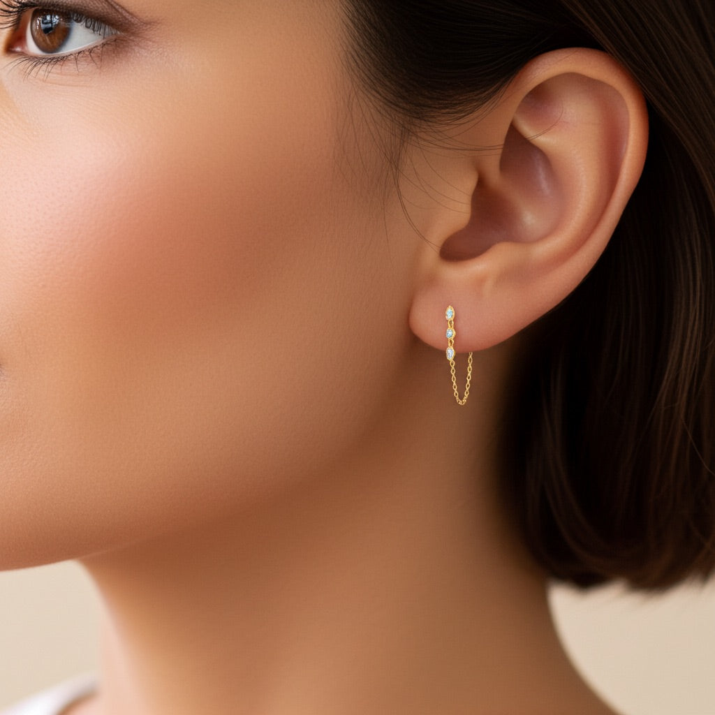 Boucles plaqué or pampilles - brillants