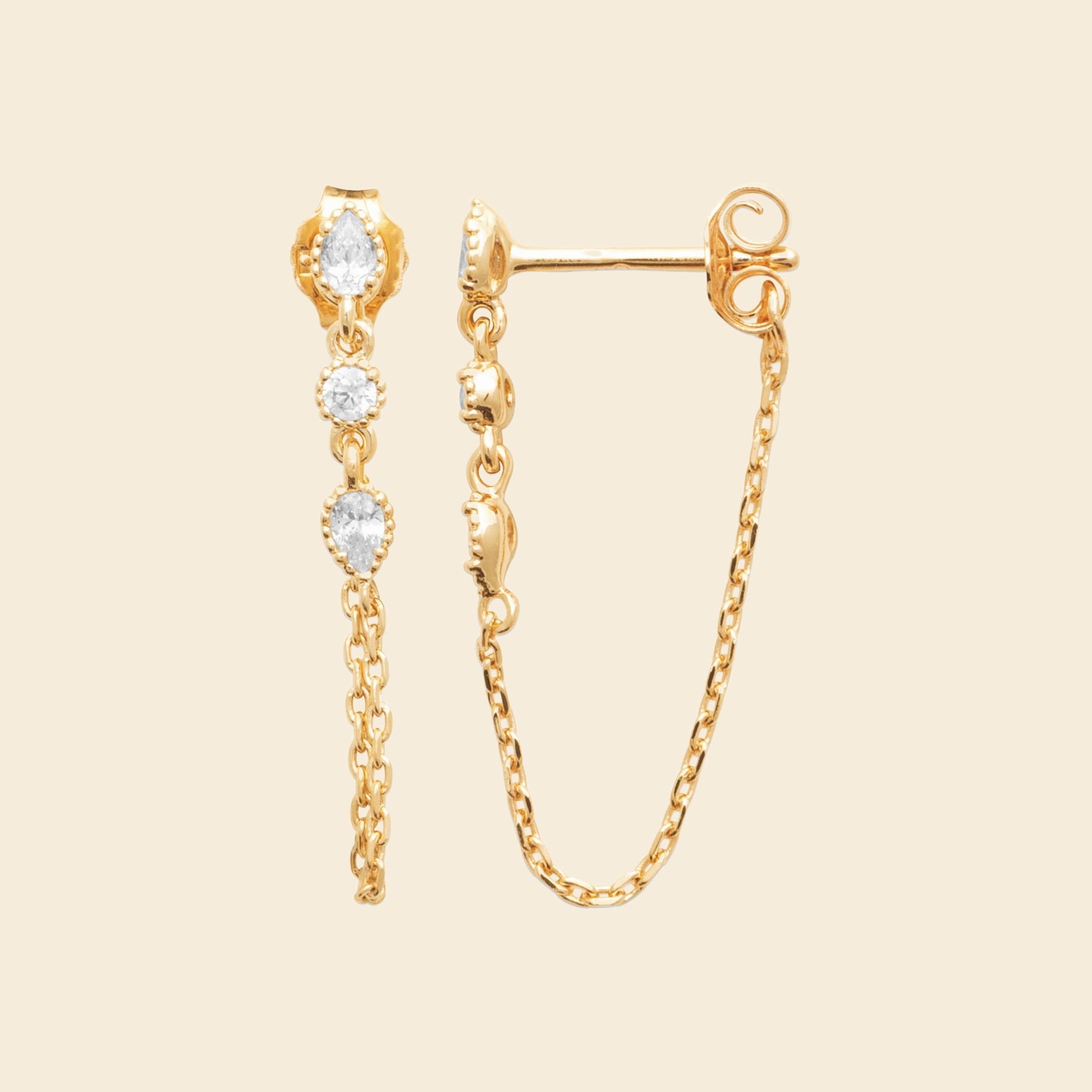 Boucles plaqué or pampilles - brillants