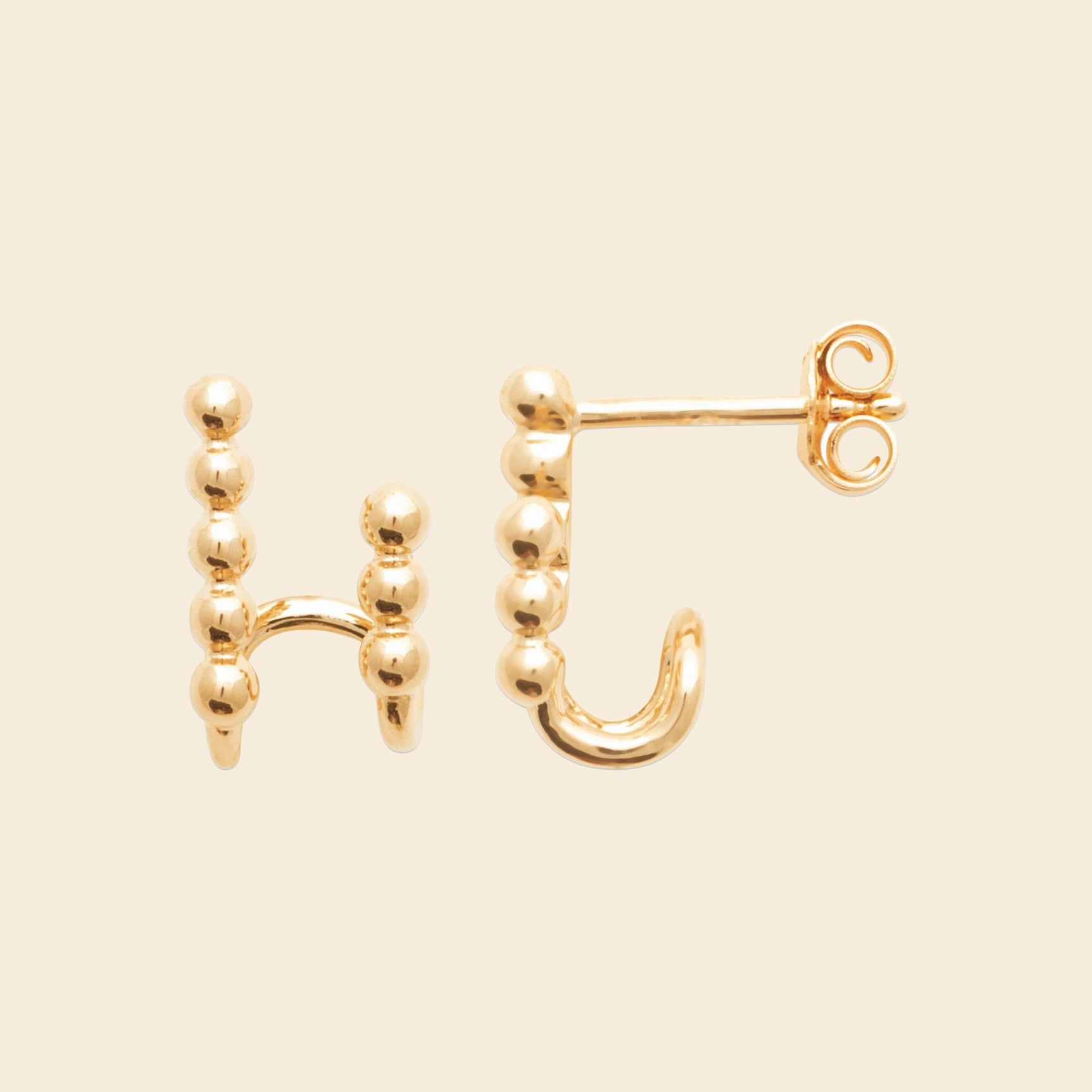 Boucles plaqué or - perles sculptées