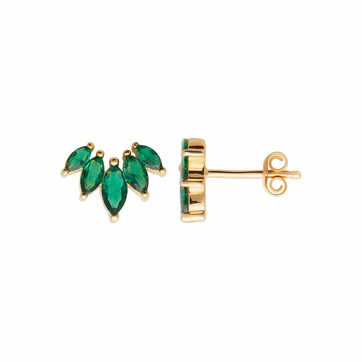 Boucles plaqué or & pierres vertes
