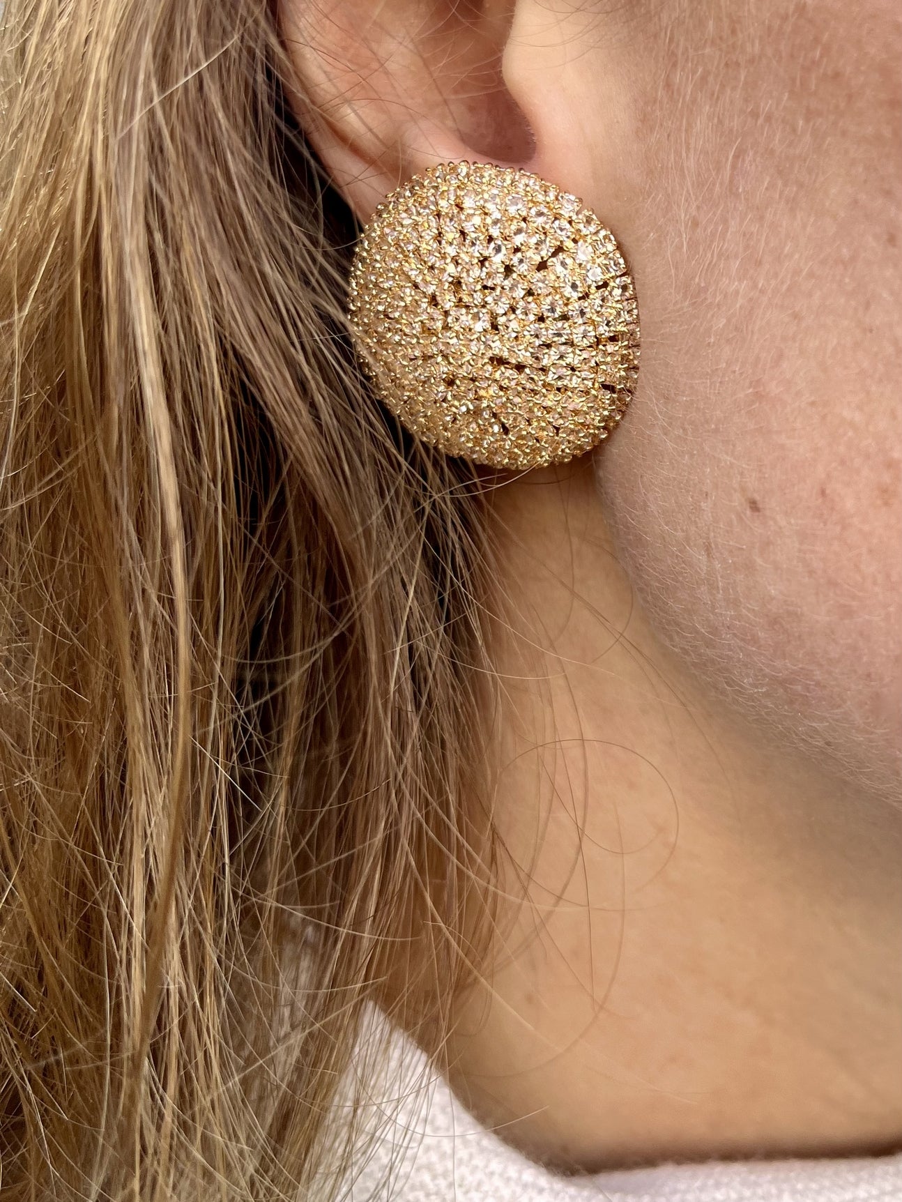 Boucles rosa clips Strass DORE
