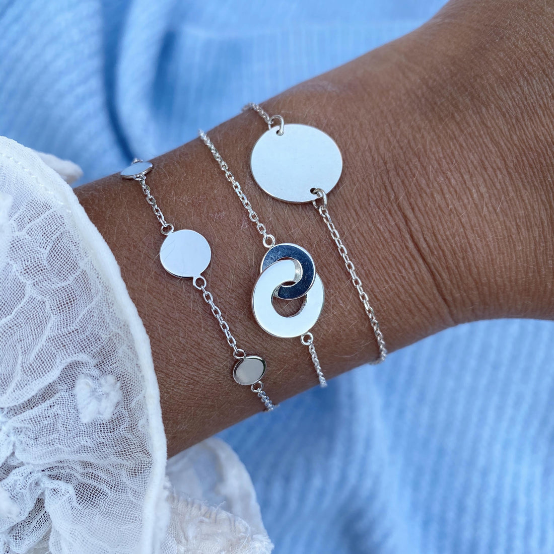 Bracelet argent - anneaux entrelacés