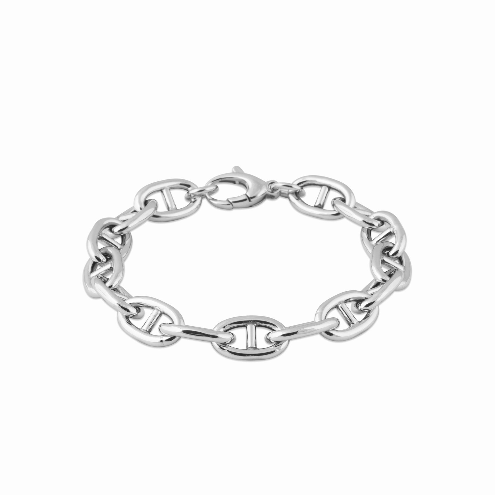 Bracelet argent rhodié - maille marine