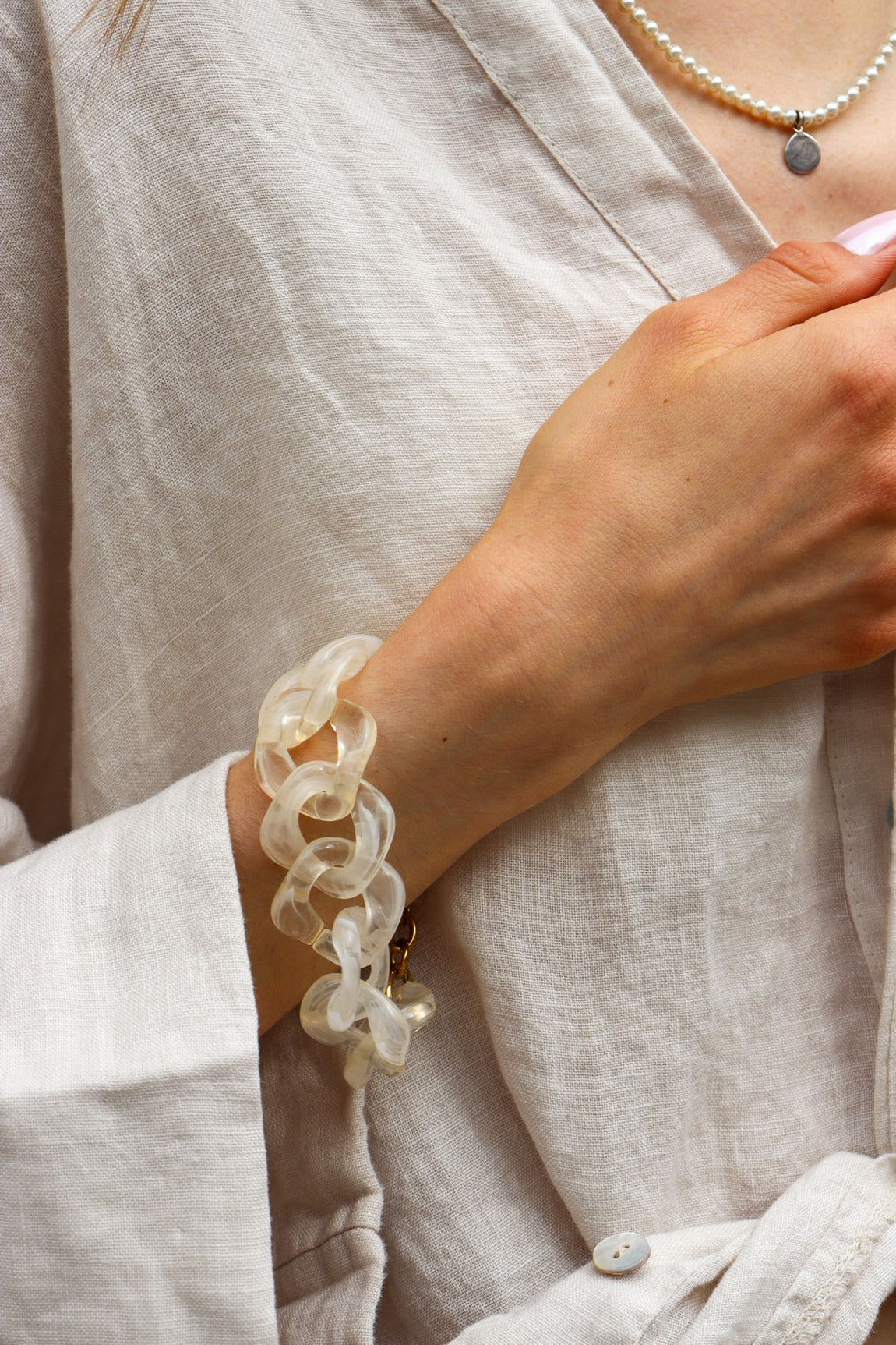 Bracelet chaîne en acétate – éclat ivoire ECRU