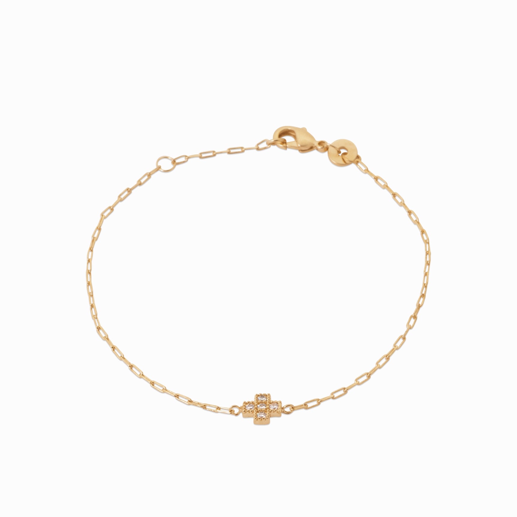 Bracelet croix plaqué or & brillants