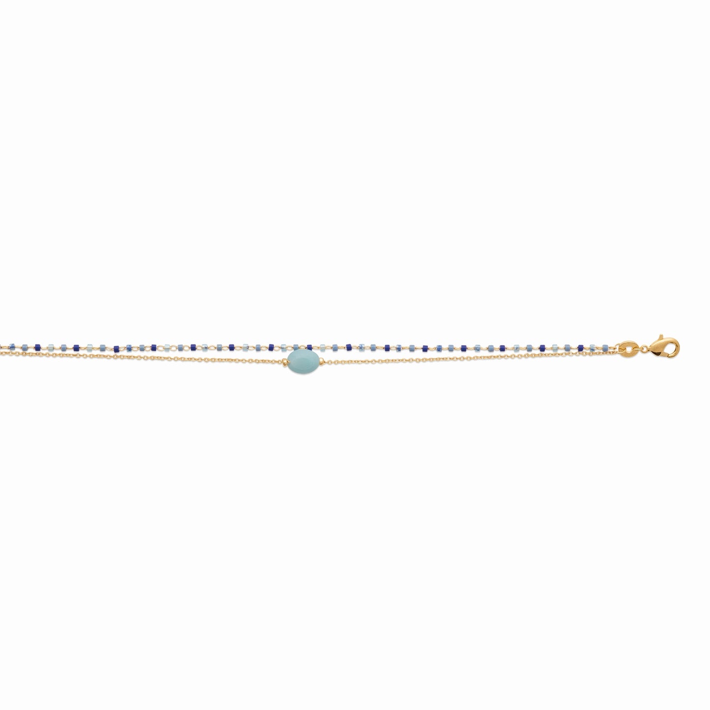 Bracelet double plaqué or & pierre naturelle amazonite