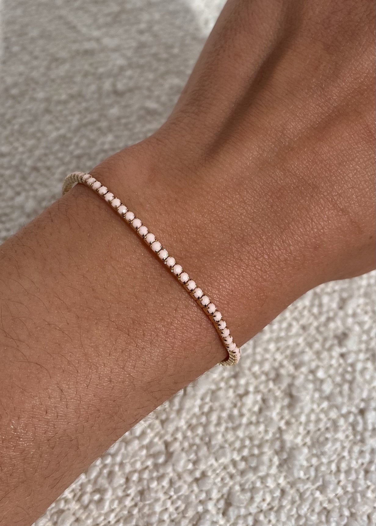 Bracelet élastique - pierres colorées ROSE OPAQUE