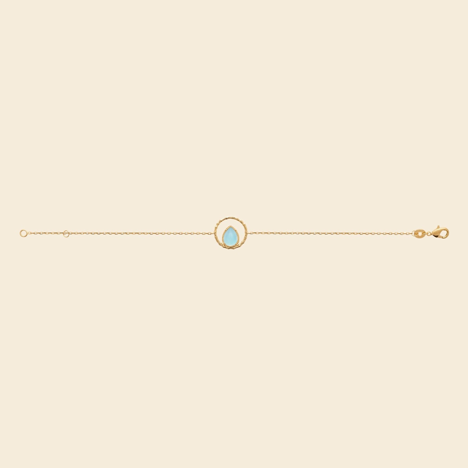 Bracelet goutte plaqué or - agate bleue