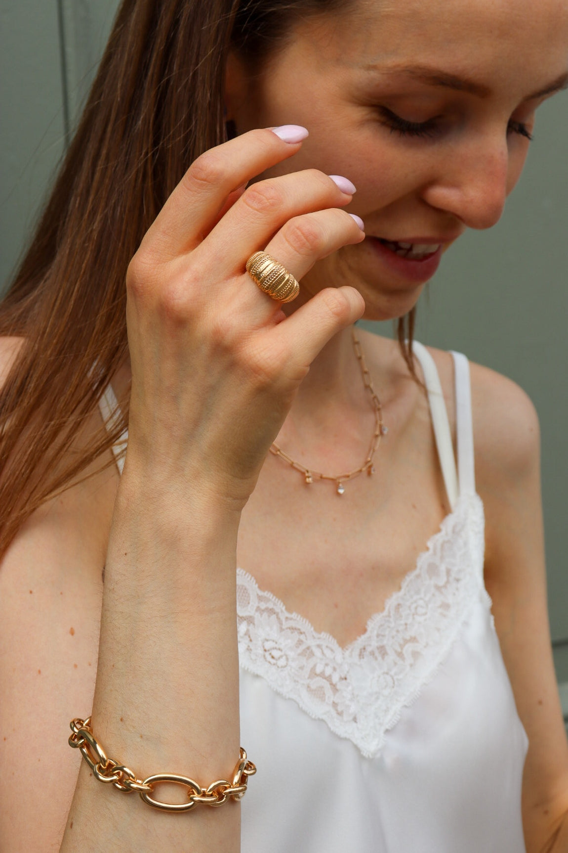 Bracelet maillons plaqué or - 20 cm