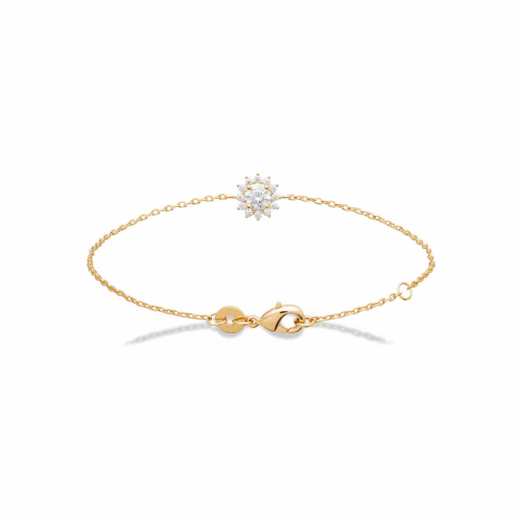 Bracelet marguerite plaqué or & brillants