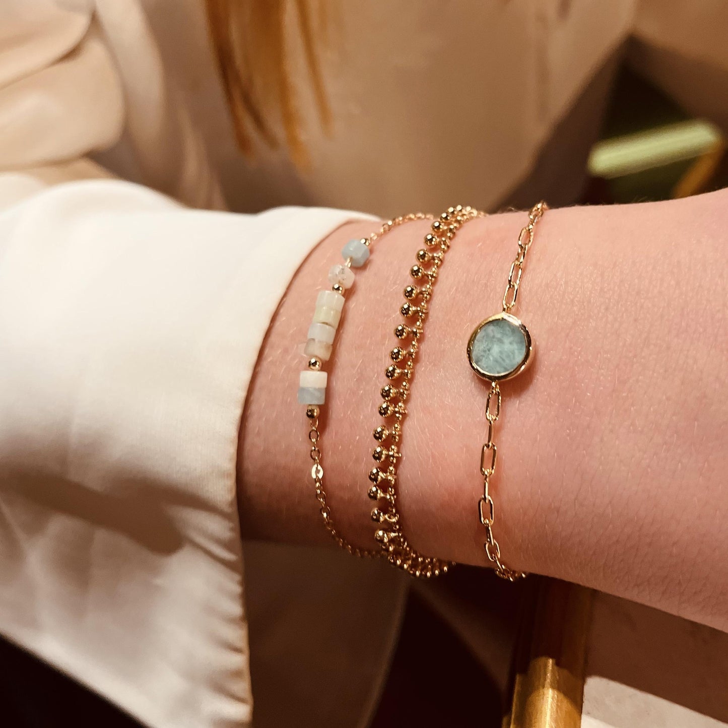 Bracelet mini perle plaqué or