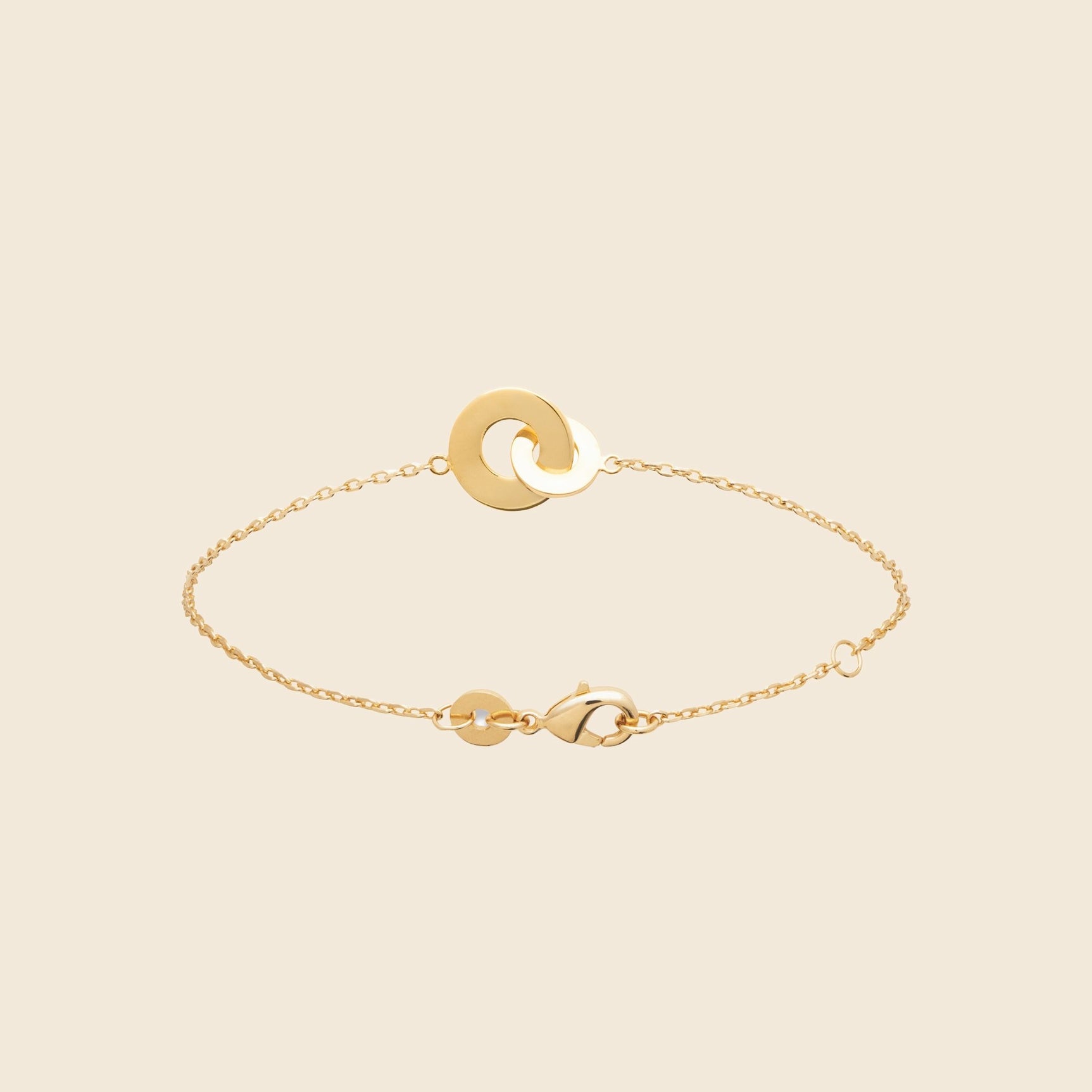 Bracelet plaqué or 18 cm - anneaux entrelacés