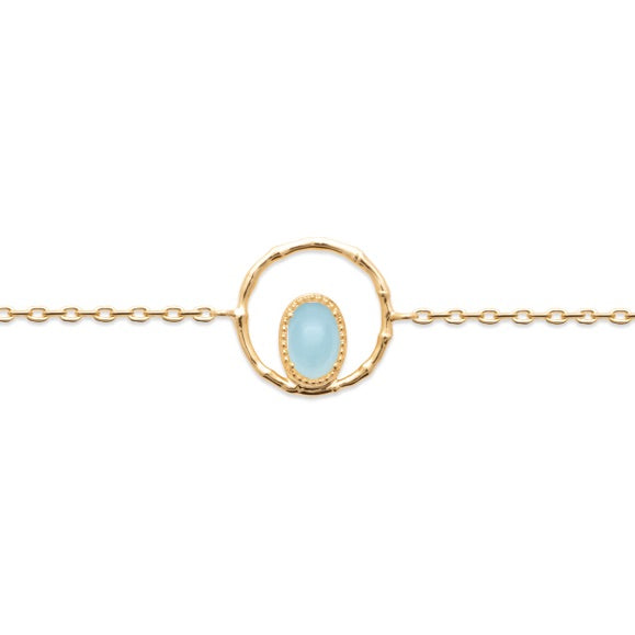 Bracelet plaqué or agate bleue