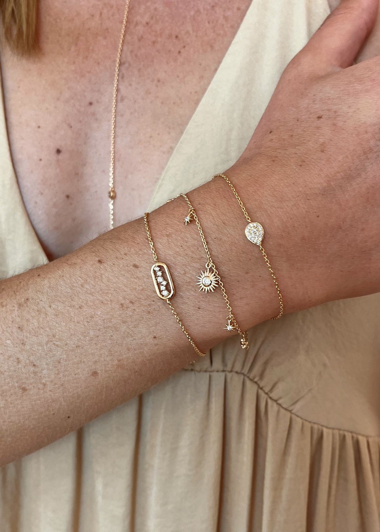Bracelet plaqué or & brillants