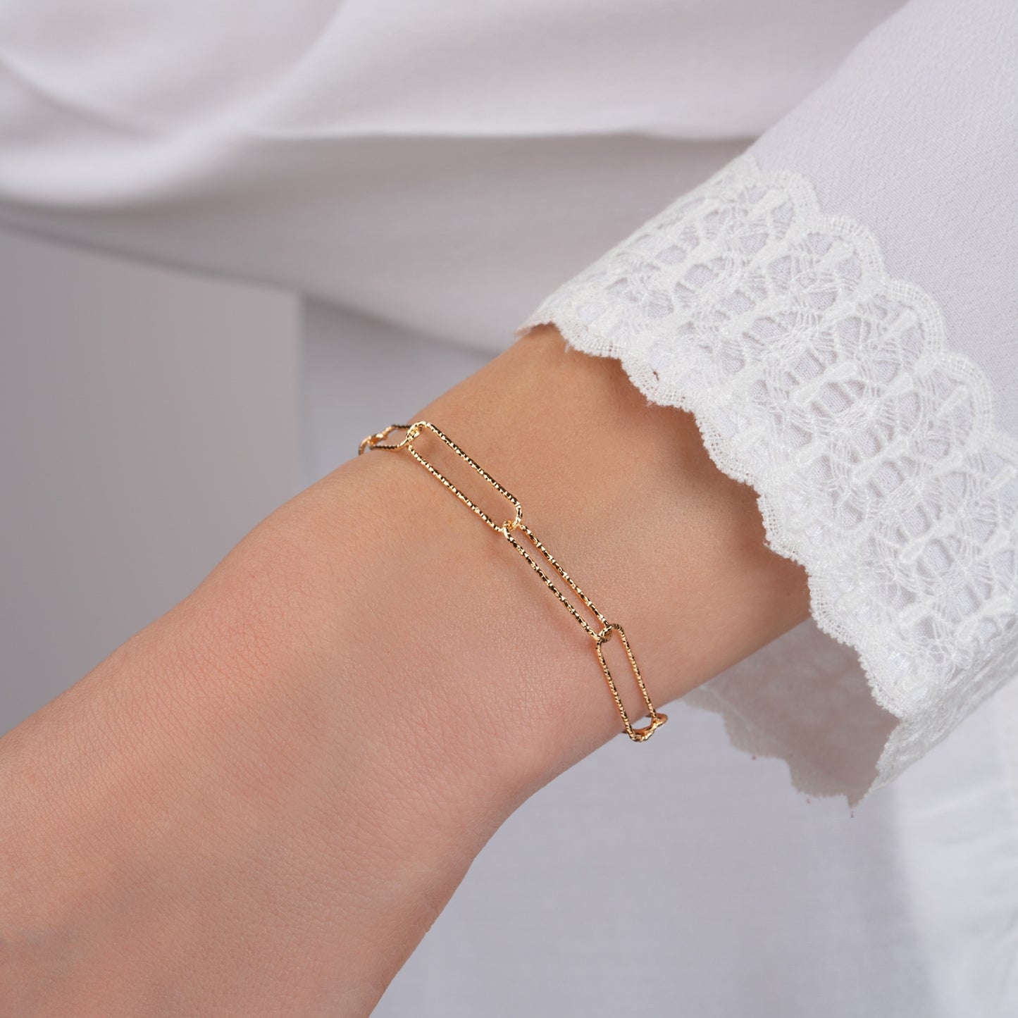 Bracelet plaqué or & maille trombone