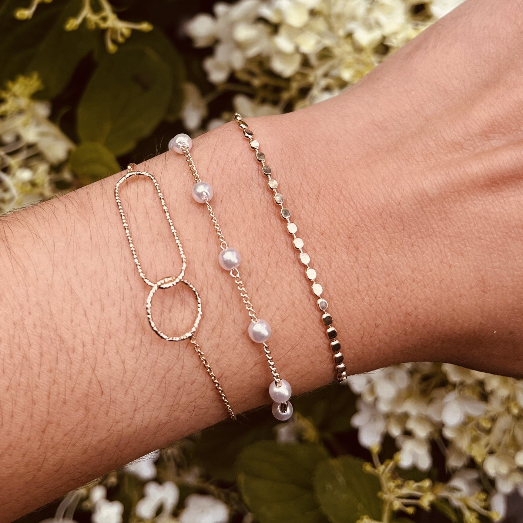 Bracelet plaqué or pastilles