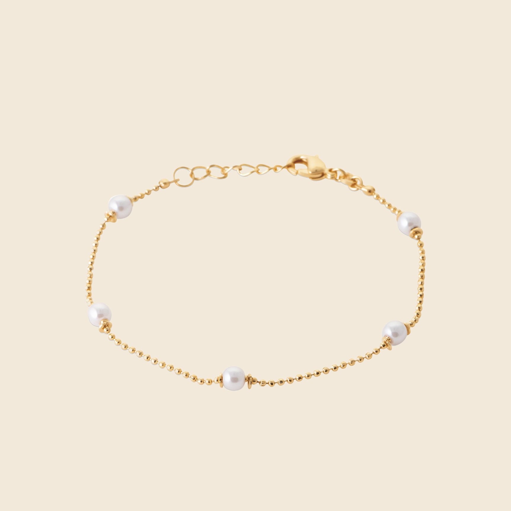 Bracelet plaqué or - perles blanches