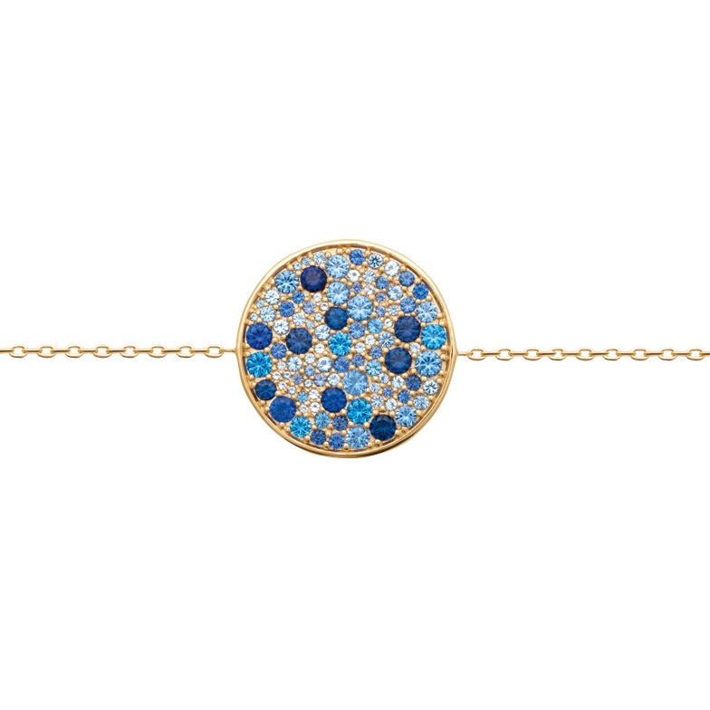 Bracelet plaqué or & pierres bleues