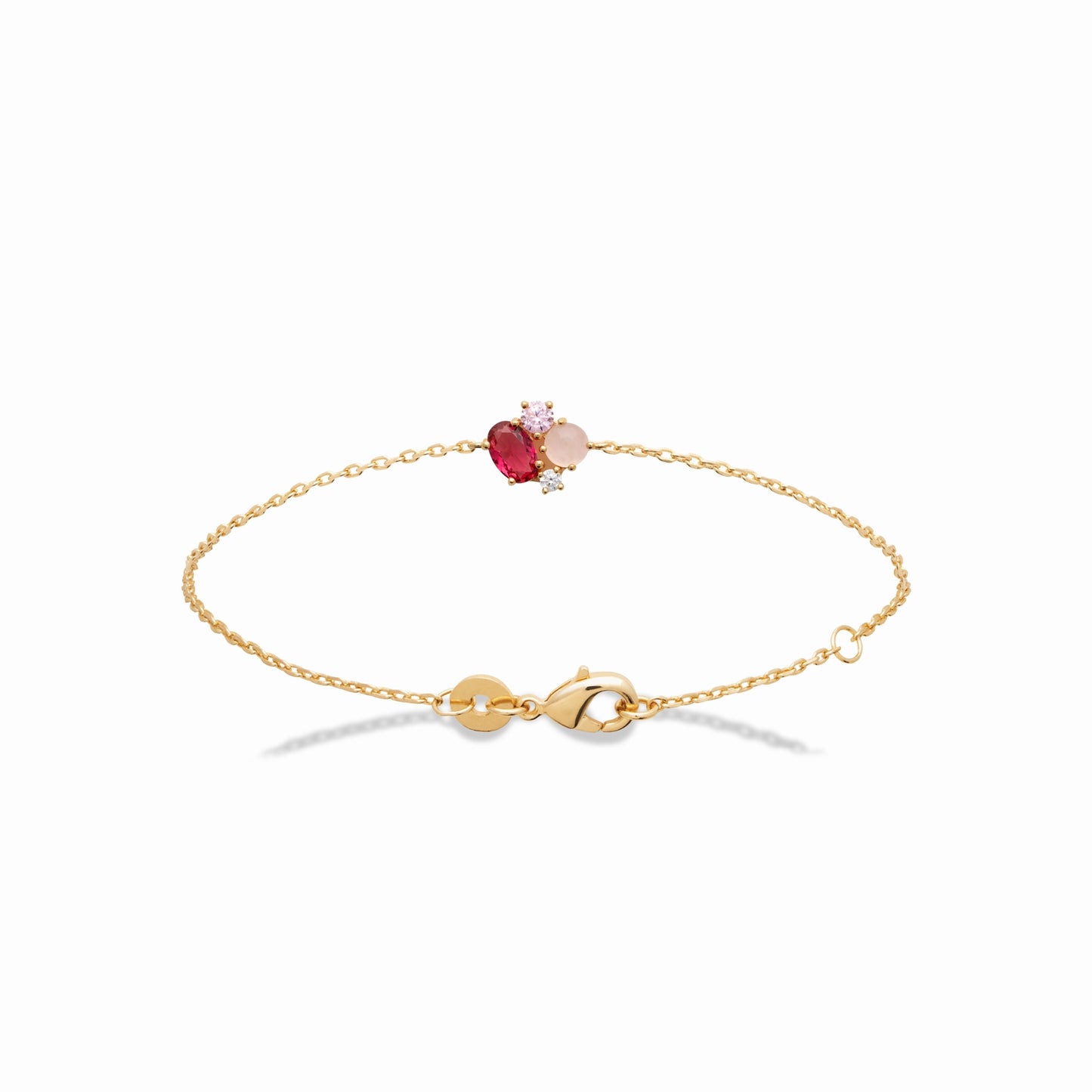 Bracelet plaqué or & pierres rose