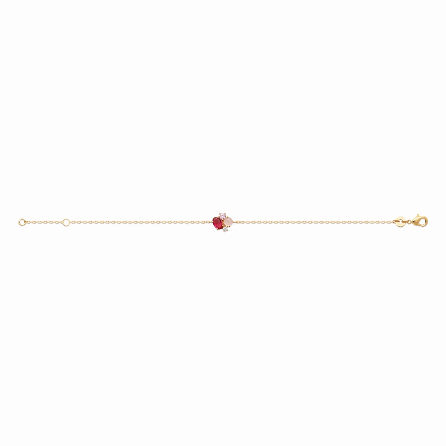Bracelet plaqué or & pierres rose