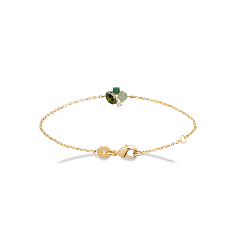 Bracelet plaqué or & pierres vertes