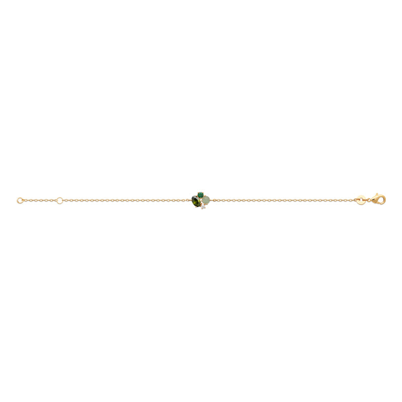 Bracelet plaqué or & pierres vertes
