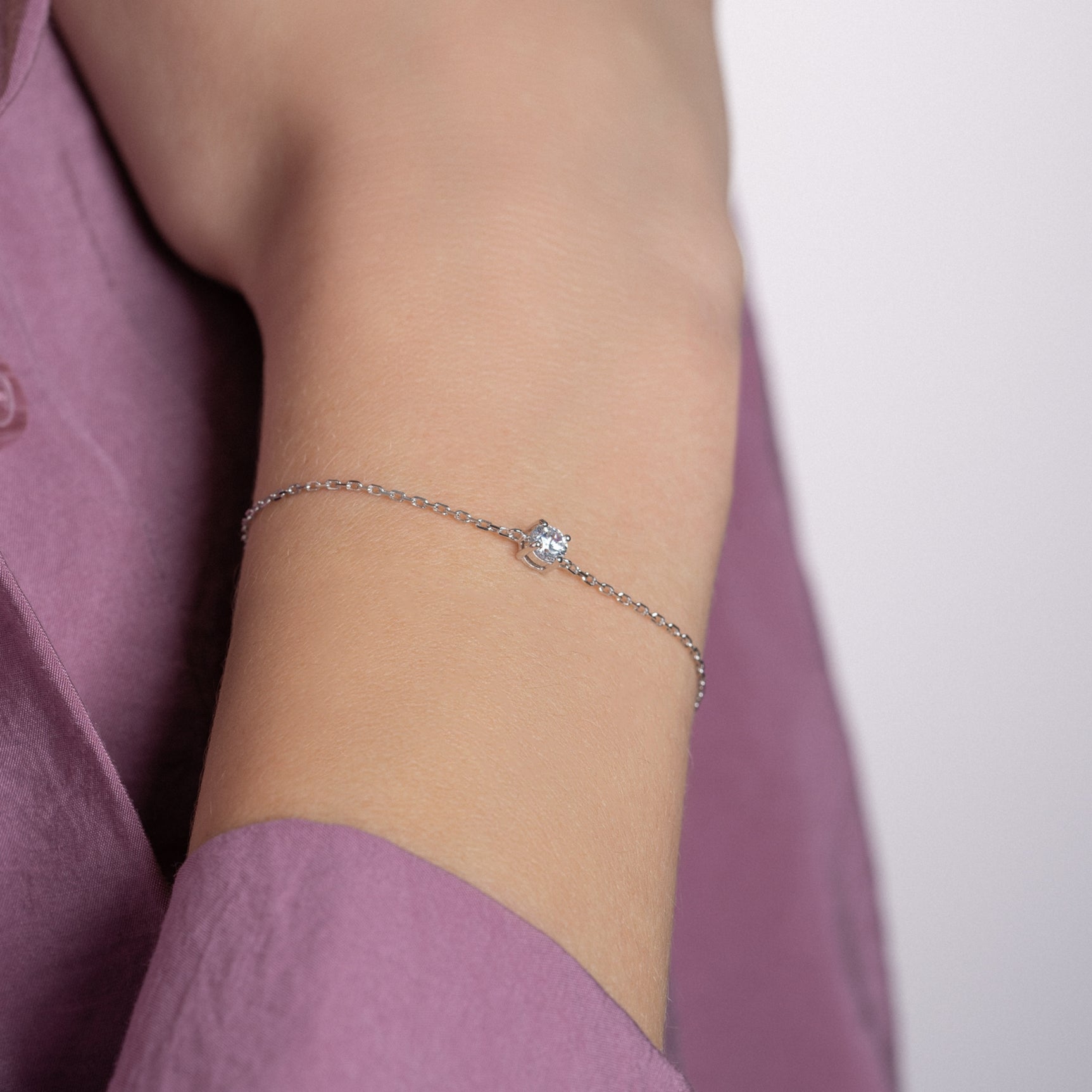 Bracelet solitaire Argent rhodié