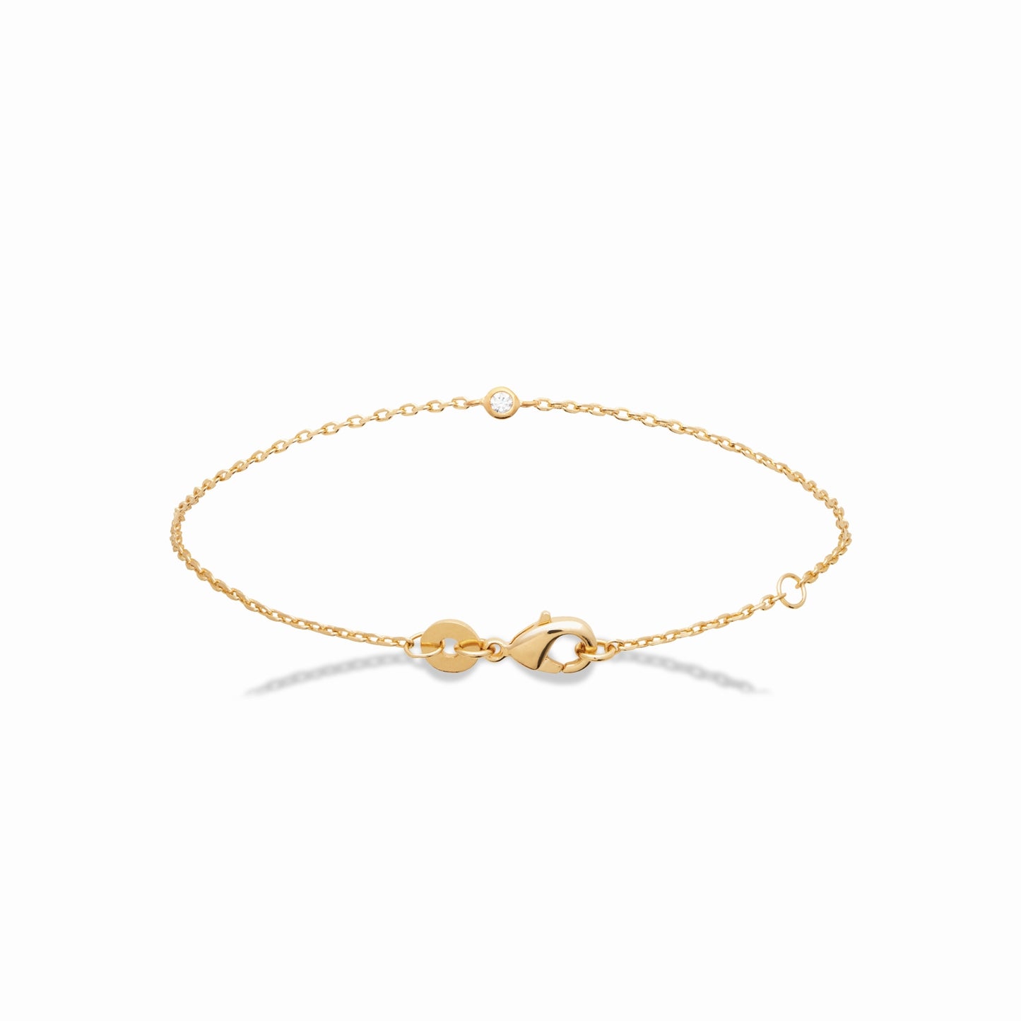 Bracelet solitaire plaqué or & brillant