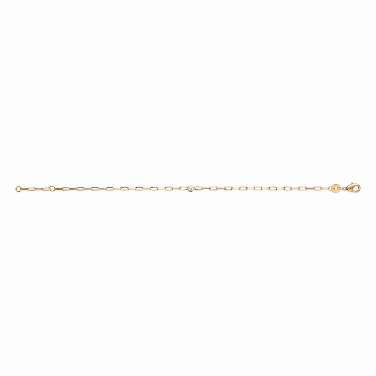 Bracelet solitaire plaqué or & maille trombone