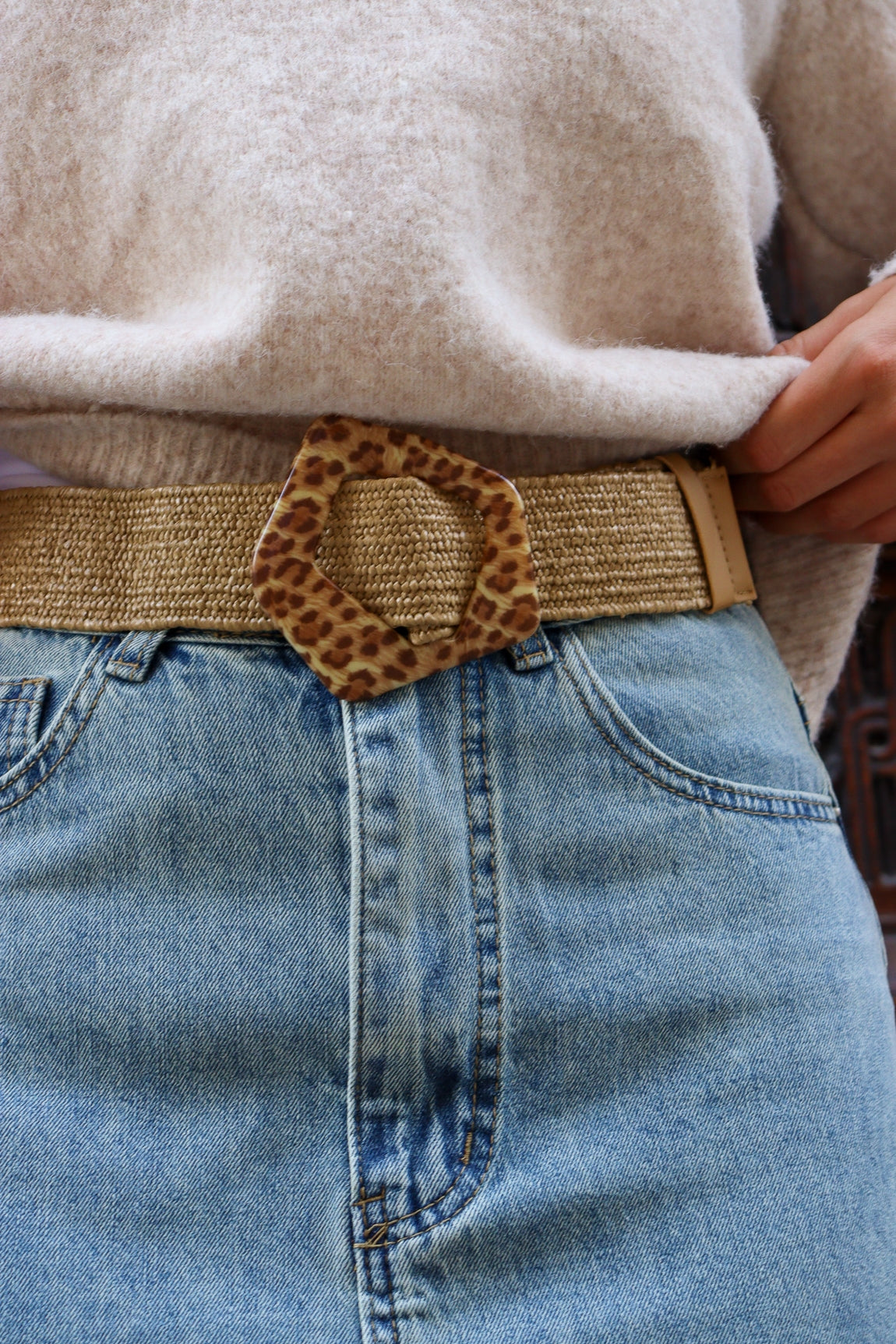 Ceinture tressée - boucle léopard FICELLE