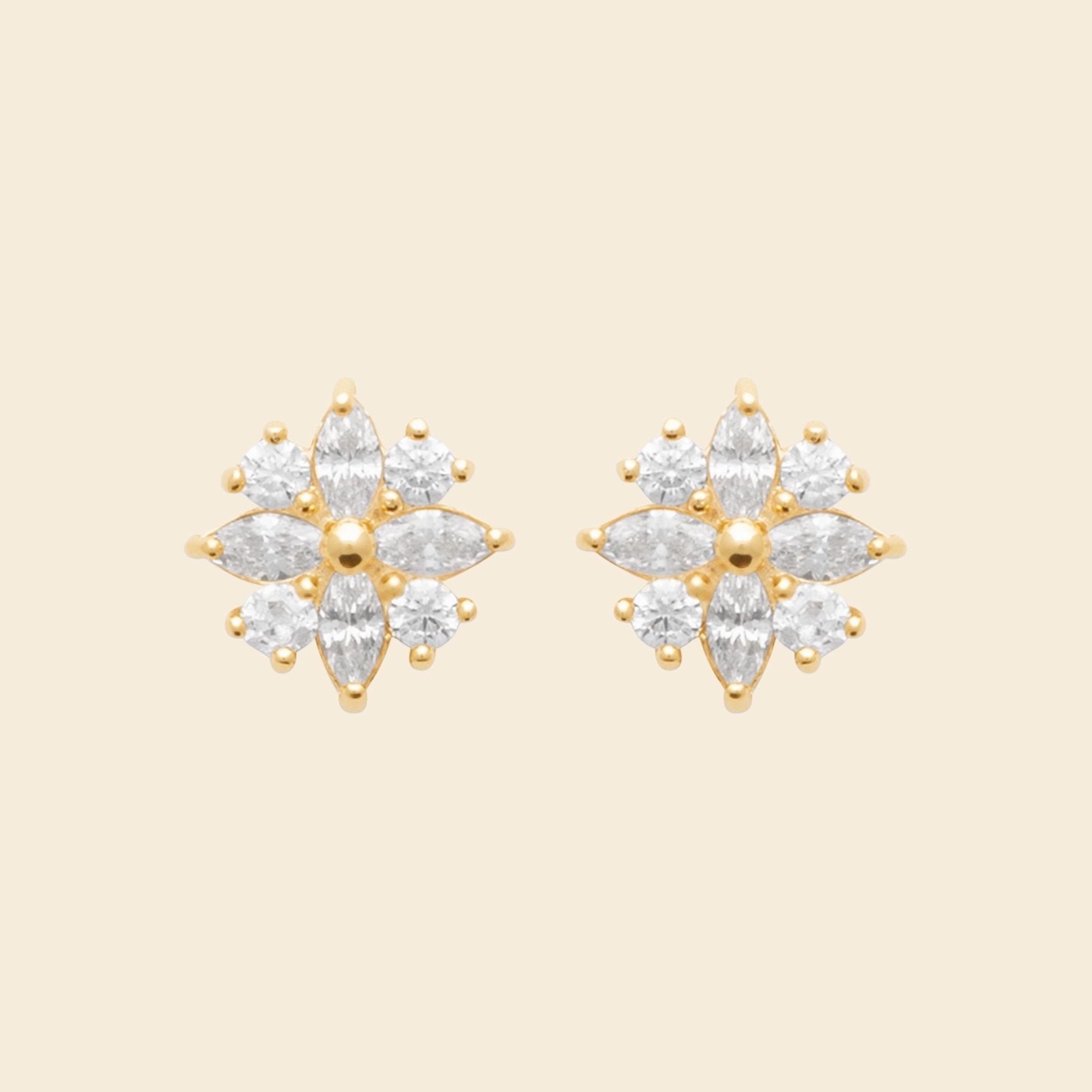 Clous plaqué or fleur - brillants